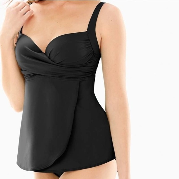 NEW Soma Swim‎ Criss Cross Tankini Top 34B Black NWT - Picture 2 of 11